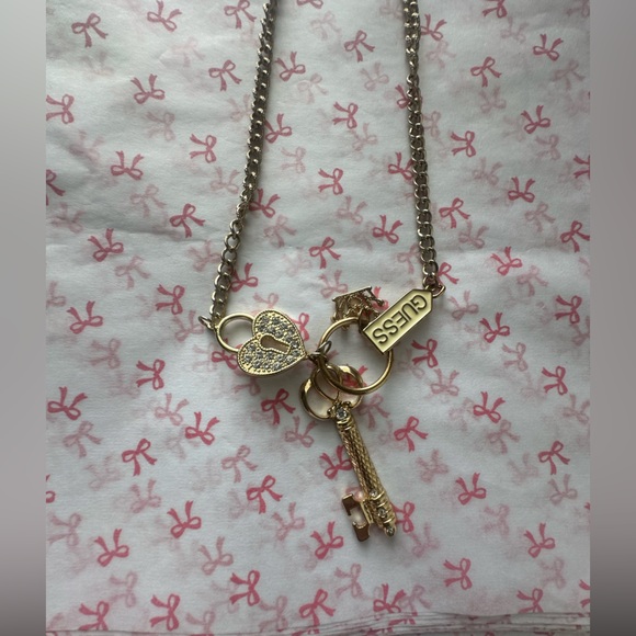 Guess Gold Heart and Key Necklace - Picture 2 of 5